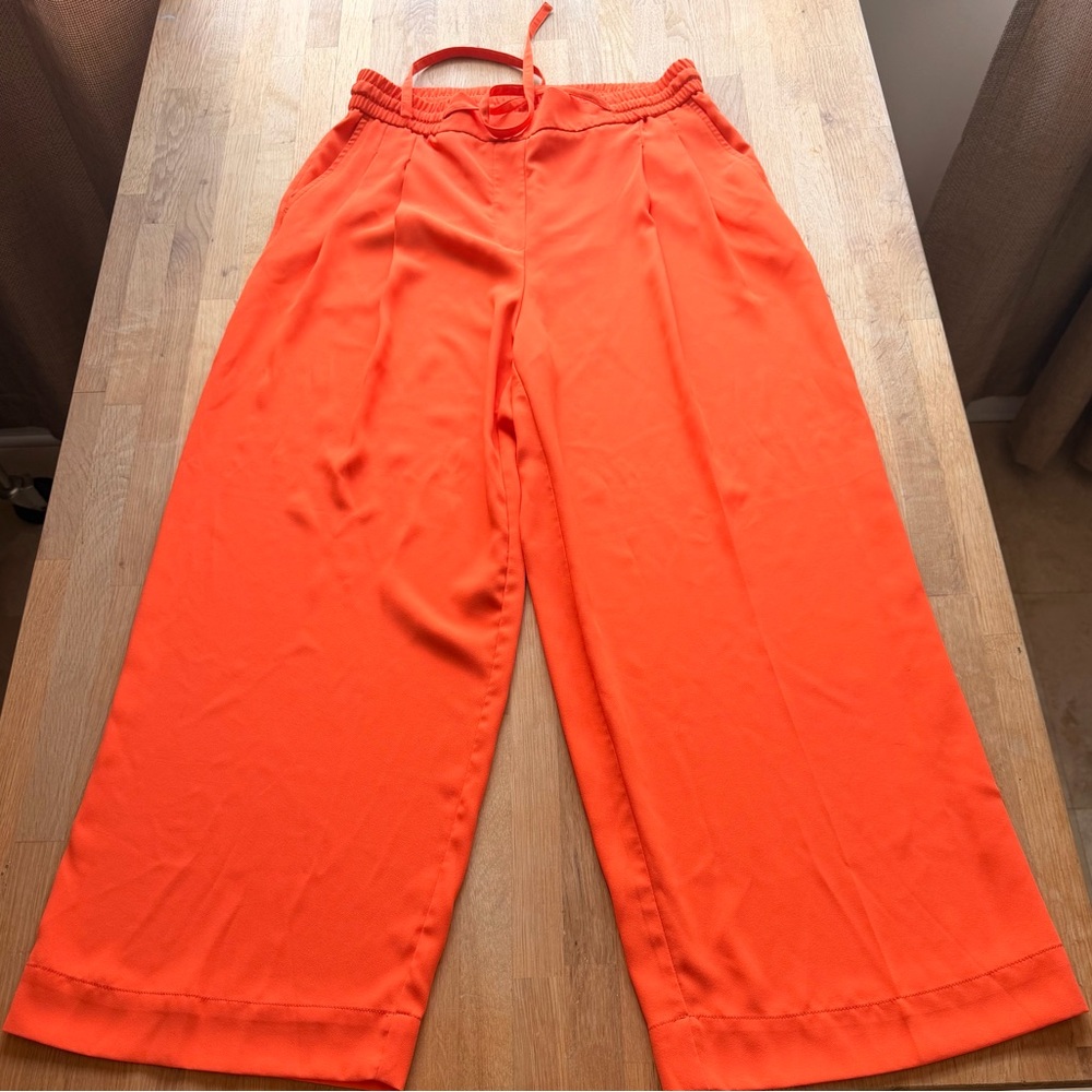 Nicole Miller Vibrant Orange Wide-Leg Pants